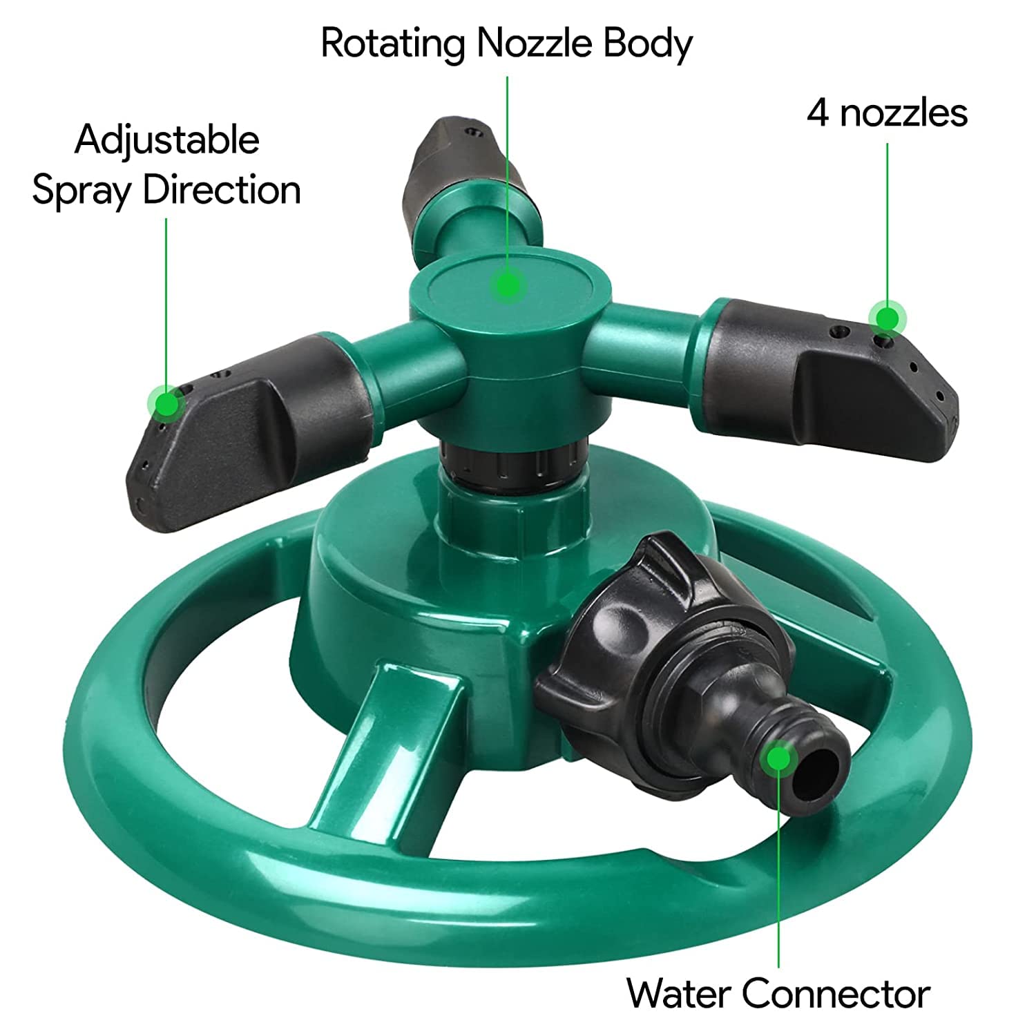 SS Automatic 360° Lawn Sprinkler 3 Arm 4 Nozzle for Watering Garden Plants/Pipe Hose Irrigation Yard Water Sprayer
