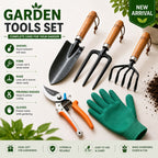 Premium 5-Piece Garden Tools Kit – Trowel, Fork, Rake, Shears & Gloves