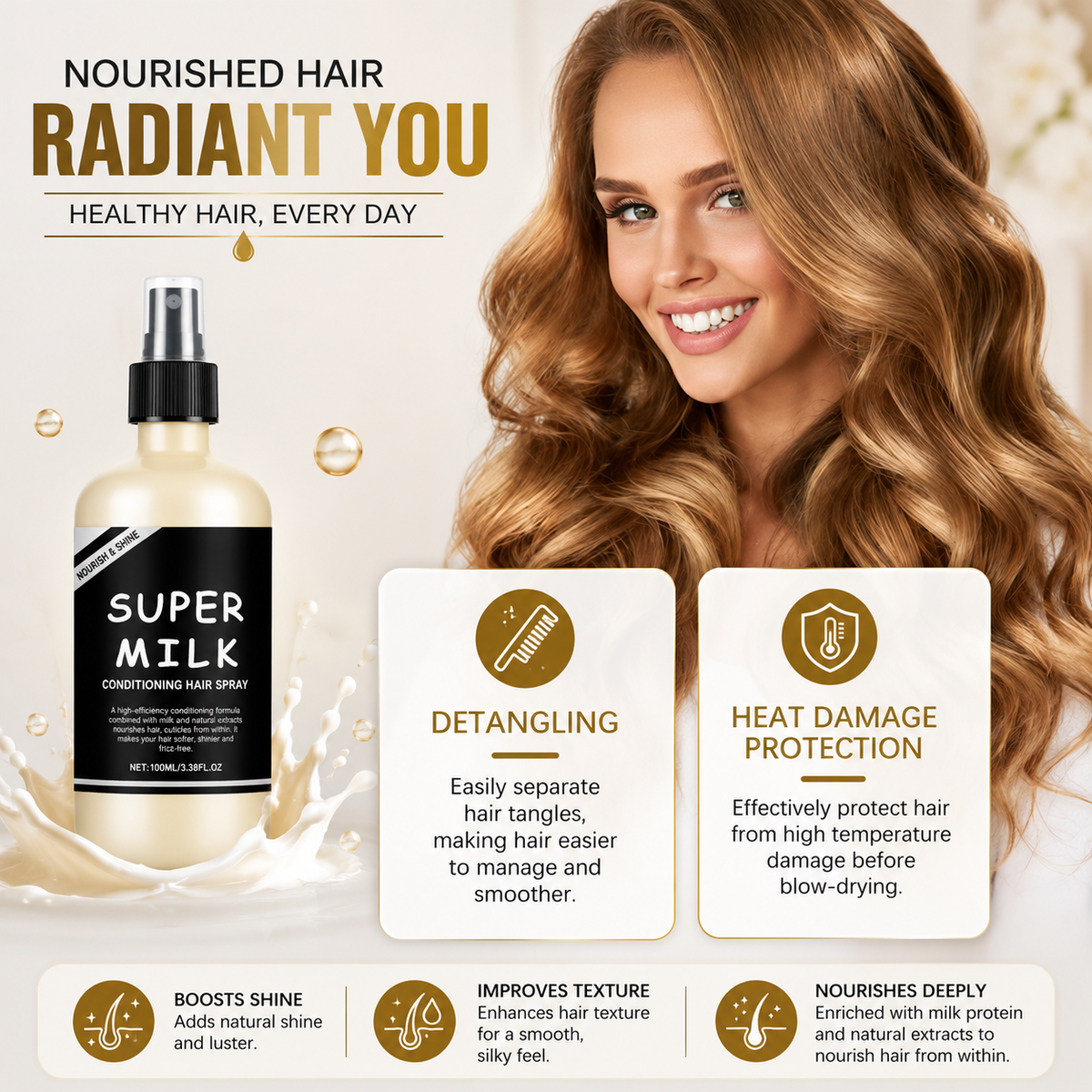 Buy 1 Get 1 FREE – Milk Conditioning Hair Spray 100ml | Hair Nourishing & Conditioning Spray