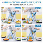 Multifunction Vegetable Chopper & Slicer for Kitchen | Manual Food Cutter with Interchangeable Stainless Steel Blades