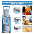 Multifunction Vegetable Chopper & Slicer for Kitchen | Manual Food Cutter with Interchangeable Stainless Steel Blades